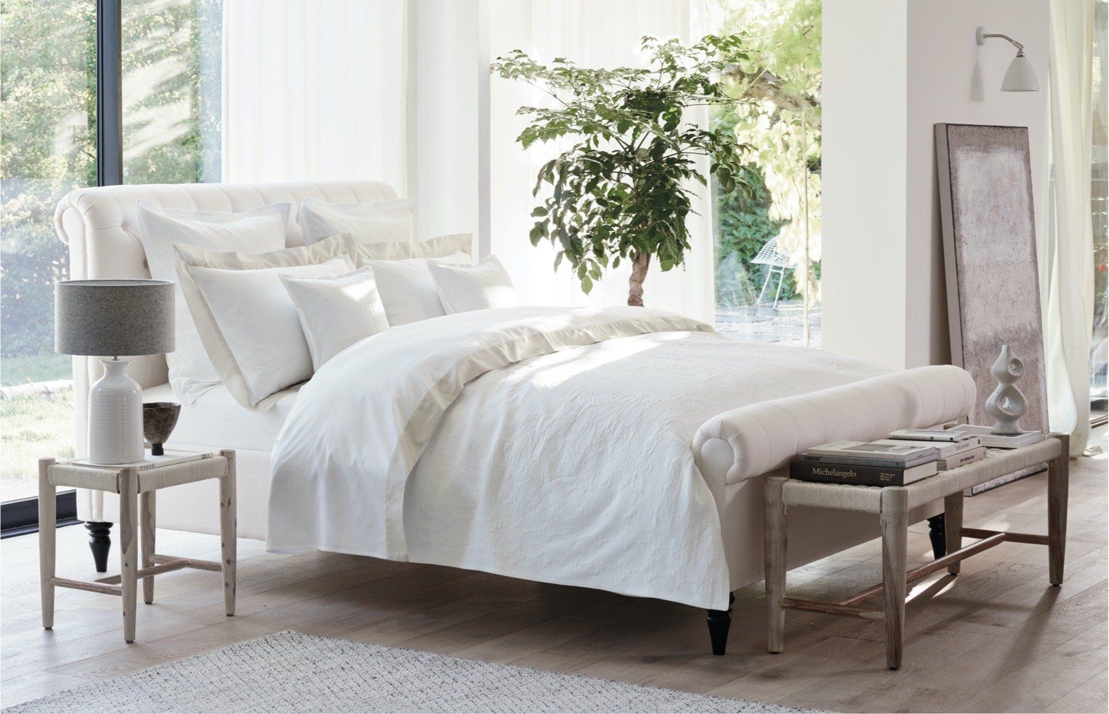 Freshly made bed